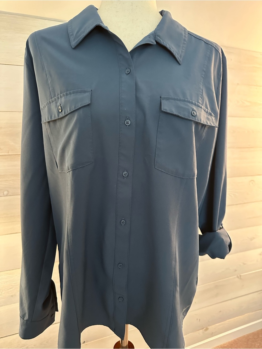 Eddie Bauer Blue Button-Down Shirt - L